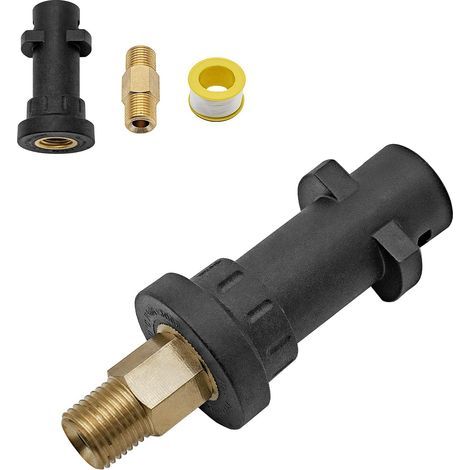 1 Coupleur Filetage Mâle, Connecteur Canon Mousse 1/4", Adaptateur Laiton PA, Nettoyeur Pression Karcher K2-K7 (1/5)