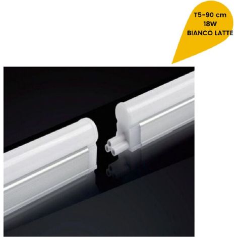 Vtizikl Plafoniera Led Neon T5 Sottopensile Opaco Vari Toni Luce 18 Watt 90cm - -Bianco Caldo -