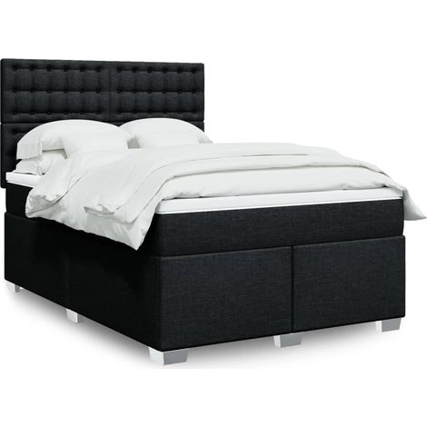 Boxspringbett mit Matratze Schwarz 160x200 cm Stoff