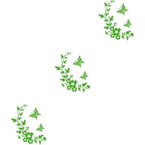 Set mit 3 grünen Blumen-Wandaufklebern, abnehmbares PVC, künstlerische Dekoration für WC/Wohnzimmer/Badezimmer