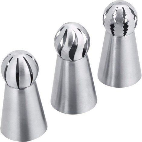 3 Stuks RVS Russische Patisserie Nozzels, Voor Taarten en Cupcakes (1/5)
