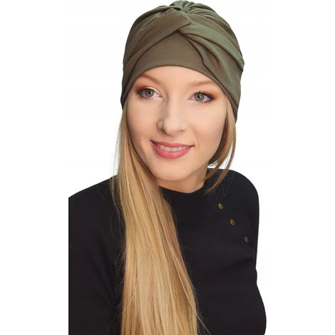 Sara caqui 002, sombrero con volantes, turbante de algodón, también después de la quimioterapia (1/5)