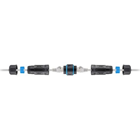 Outdoor (IP68) RJ45 Patchkabelkupplung/Netzwerkkabel-Verbinder, CAT 6A, staub- und wasserdicht, 2x RJ45-Buchse (8P8C). (1/5)