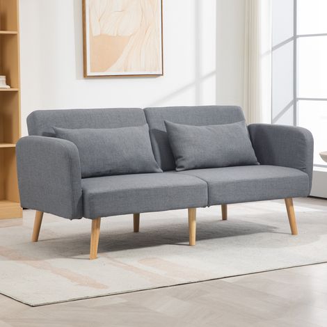 Divano letto 170/218 cm grigio con schienale regolabile e molle ondulate (1/5)