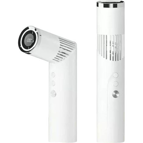 Ventilateur turbo portable en ABS de type C avec affichage numérique et portable - Ventilateur turbo puissant à tube d'air - 199 vitesses et 3000 mAh - 2 en 1 - Pour extérieur, voyage, plage, camping (1/5)