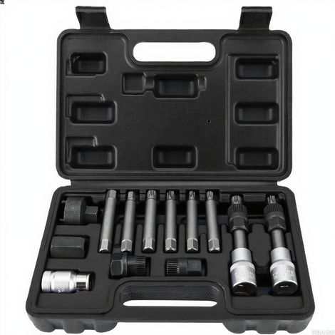 Set di 13 chiavi a bussola per puleggia alternatore, attrezzo per puleggia alternatore da 1/2", chiave per puleggia ruota libera alternatore con 33 denti, estrattore per la rimozione dell'alternatore  (1/5)