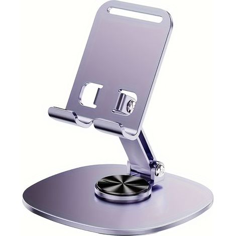Lot de 2 supports de téléphone en alliage d'aluminium – Support de bureau rotatif à 360°, réglable et pliable (1/5)