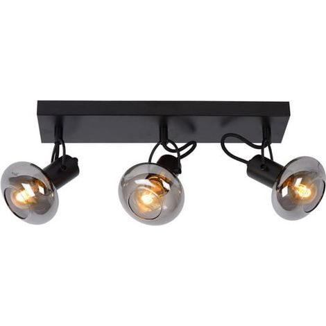 Plafoniera Lucide Madee 3 Luci E14 25W Fumé Nera Vetro (1/5)
