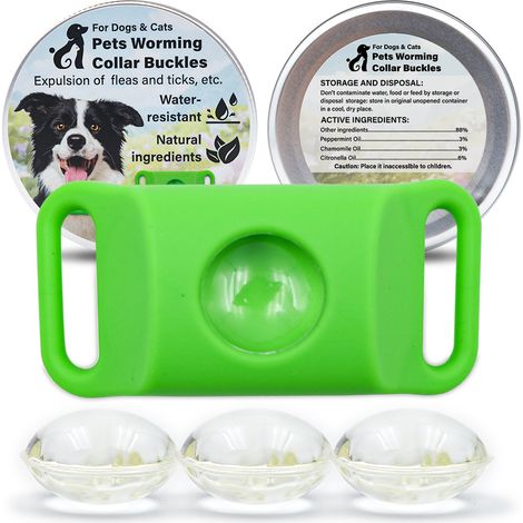 Aquality Pets Collar– Collar Antipulgas para Perros con 4 Cápsulas Reemplazables, Ingredientes 100% Naturales, Seguro para Perros y Gatos, Apto para Todo Tipo de Perros y Gatos (1, Verde)