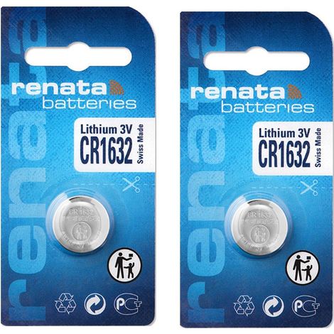 .2 piles Renata CR1632 3V au lithium.
.