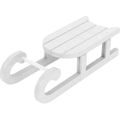 Slitta decorativa natalizia in legno per decorazioni natalizie -Bianco / Piccola (1/3)