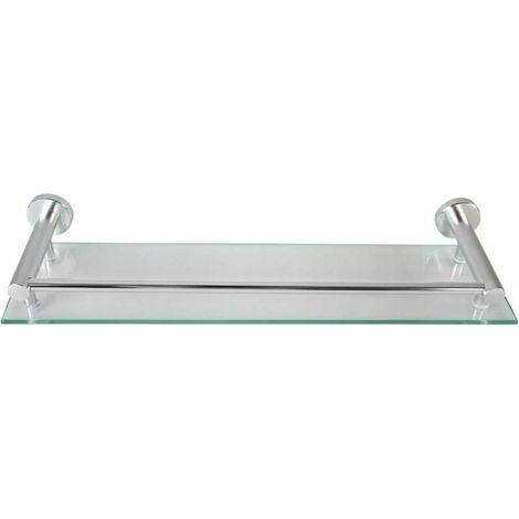 Tablte pour Salle  Bain - Murale, en Verre Trempé  Aluminium, Largeur 40 cm, Matériel  Mone Inclus, Argenté - Éère pour Salle  Bain (1/5)
