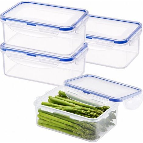 Boîtes de congélation - Boîtes de préparation des repas - Boîtes de conservation des aliments - 850 ml - Lot de 4 - 100 % étanches - Sans BPA - Sans PFAS - Boîtes micro-ondes avec couvercles - Boîtes (1/5)