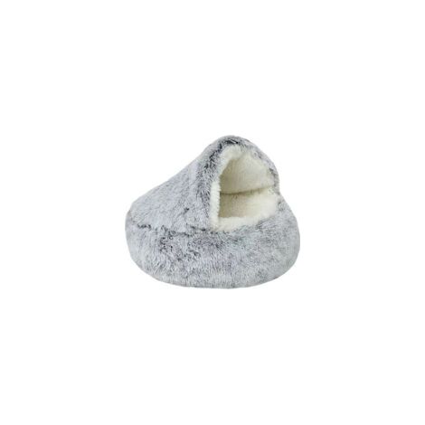 Panier pour chat, gris, fausse fourrure longue, diamètre 40 cm (1/5)