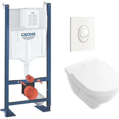Grohe Pack WC Rapid SL autoportant + cuvette Villeroy&Boch O.Novo + plaque Skate Air blanche (ProjectO.Novo-3)