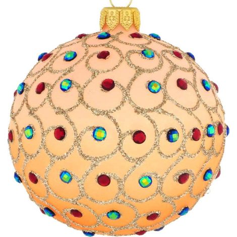 Pallina per albero di Natale in vetro con brillantini colorati da 10 cm (1/4)
