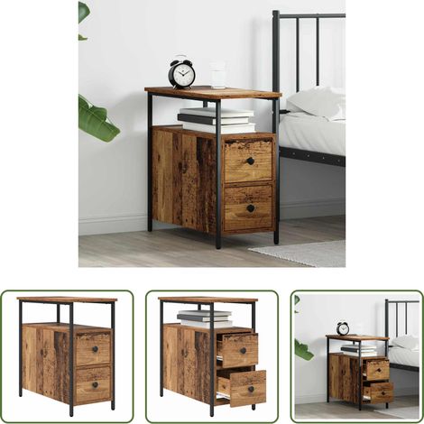 vidaXL Holz Nachttisch - Nachttisch mit Schubladen Altholz 30 x 60 x 60 cm Holzwerkstoff (1/5)