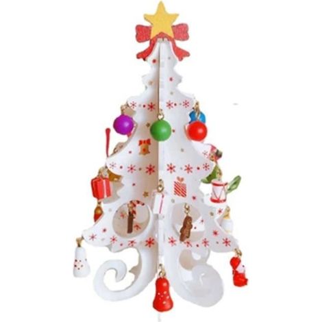 Ornements de Noël - Arbre 3D en bois - Déco créative - Pour enfants - Blanc (1/4)