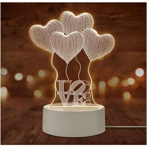 Cadeaux d'anniversaire pour lui/elle Lampe de nuit romantique I Love You Lampe de nuit 3D en forme de cœur Lampe de table VEILLEUSE (1/4)