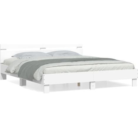 Lit Double,Lit Adulte,Cadre de lit avec tête de lit blanc 180x200cm bois d'ingénierie CFW782525 CFW776136 (1/4)