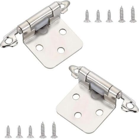2 Pieces 1/2\" Cupboard Hinge, Semi-Hidden Hinges, Self-Close Cupboard Hinges, for Cabinet Doors, Silver (1/5)