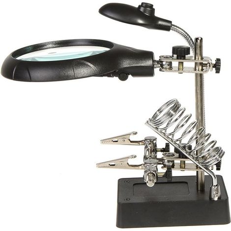 Loupe éclairante sur pied 2.5X 7.5X 10X avec lumière LED – Alimentation secteur ou piles – Lentilles interchangeables pour précision (1/5)