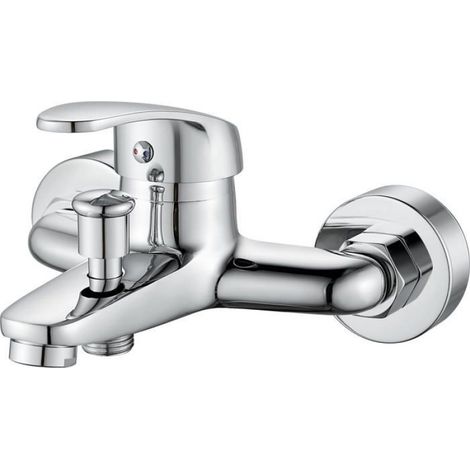 1 Mitigeur bain douche, Laiton chromé, Commande unique, Mécanisme céramique, Raccord G1/2, Salle de bain (1/5)