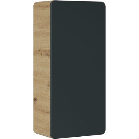 Caisson meuble haut de salle de bain - Chêne artisanal doré et noir mat - L35-H75-P22 - ARRIBA (1/2)