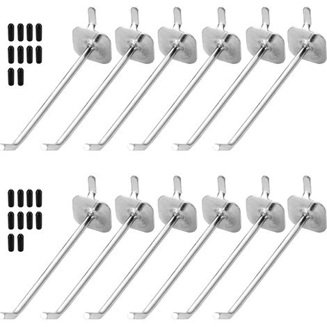 Ganci in metallo per pannello forato, acciaio, 10 cm, montaggio a parete, per utensili e piccoli oggetti (1/5)
