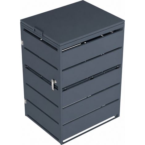 Varan Motors - SHWGC01501 Cubremontacubos exterior de acero galvanizado antracita 66x80x116 cm � Cobertizo para cubo de basura con puerta y tapa (1/5)