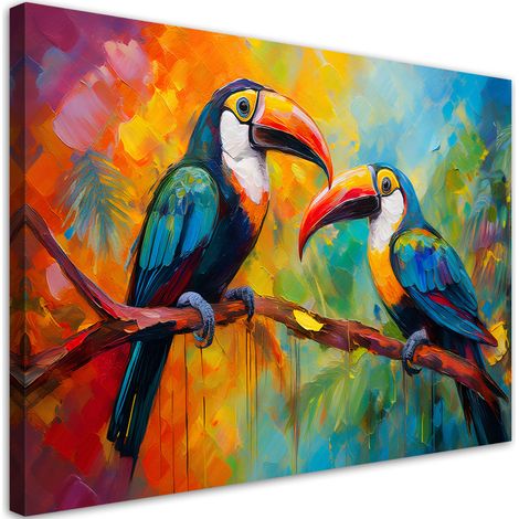 Tableau déco Toucan Oiseaux tropicaux colorés 60x40 (1/5)