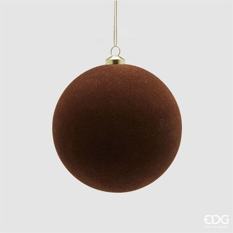 EDG Enzo De Gasperi Palline di Natale in Velluto Marrone Ø10 cm – Set 6 Pezzi (1/2)