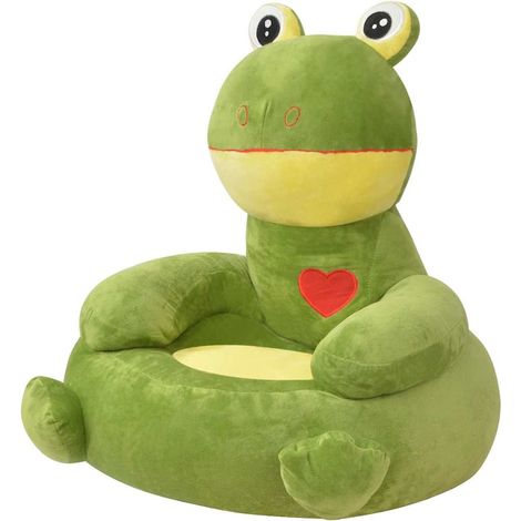 vidaXL Silla de peluche para niños rana verde (1/3)
