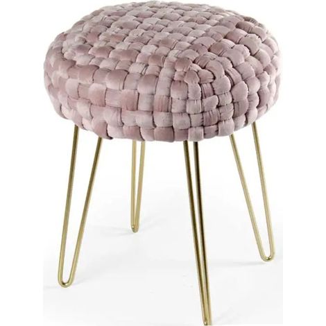 Set 2 rosa poufs aus velours Ø35x43