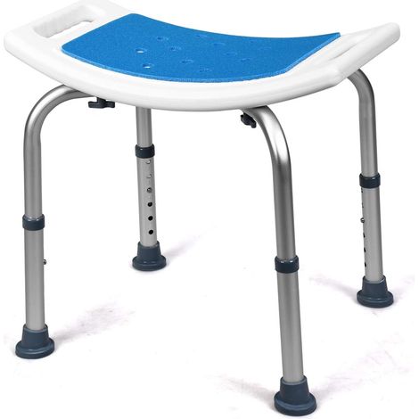 COSTWAY Duschhocker hoehenverstellbar, Duschstuhl bis 150kg belastbar Badehocker, Duschsitz rutschfest, Medical Duschstuhl aus Alu, Duschhilfe weiss, Badesitz Badehilfe für Schwangere und Alte