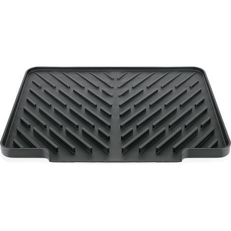 CCYKXA Dish draining mat 40 x 30 cm, silicone kitchen draining mat, heat-resistant non-slip kitchen mat, sink draining mat, black