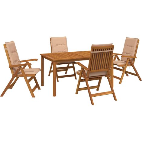 Juego de comedor de jardín de 5 piezas Natural vidaXL (1/5)