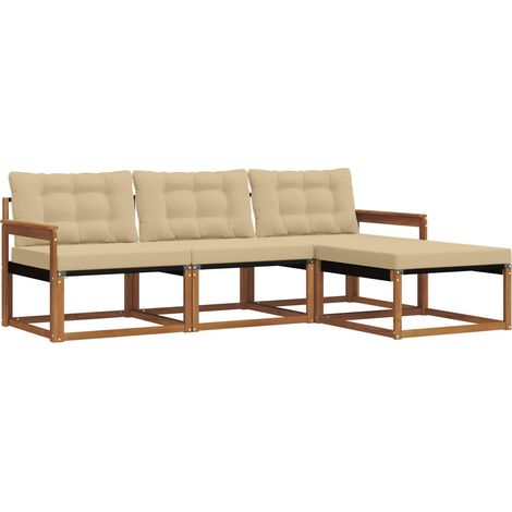 Ensemble de canapés d'extérieur 4 pcs Salon de jardin Naturel et Beige (1/5)