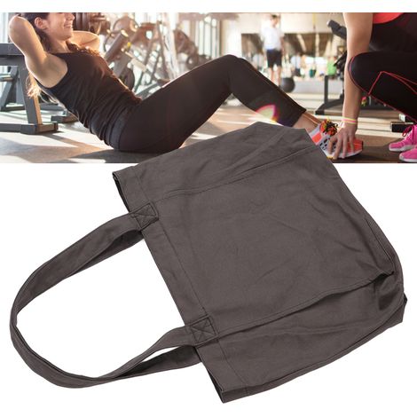[Bolsa de yoga] [Elegante] [Bolsa portátil para esterilla de yoga] Bolsa de yoga grande y portátil para la oficina, deportes, viajes, playa y gimnasio – Gris, mezcla de algodón y lino, dimensiones apr (1/5)