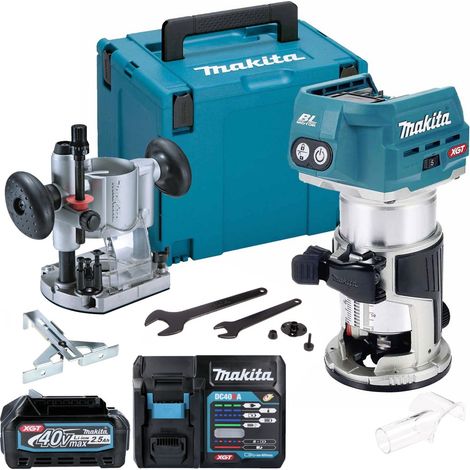 Makita RT001GZ20 40V Cordless Brushless Router Trimmer + Plunge Base +2.5ah Batt (1/5)