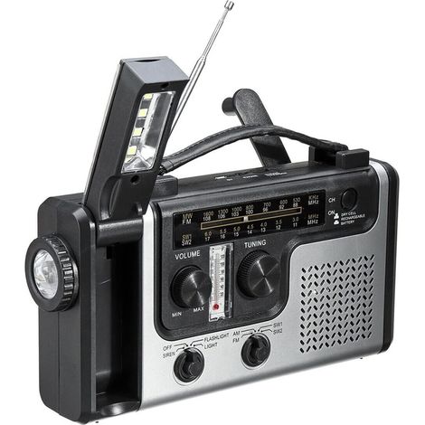 Groupes éléctrogènes Portable Solaire Manivelle Radio Urgence LED (1/5)
