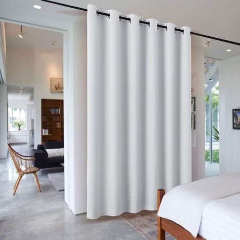 Removable Closion - White Curtains Divider Partition Partition Privacy Protection for Children Home Bedroom Sliding with Eyelets, L 304 x H 243 cm, Grey White, 1 Pc (1/5)