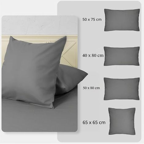 25,6 x 65 cm Étuis d'oreiller en microfibre brossé, housse de coussin doux pour canapé/coussins en lit, avec fermeture éclair cachée, gris (1/3)