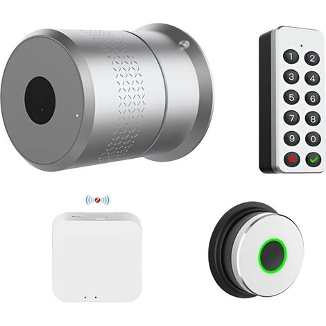 Serrure de porte intelligente TUYA Smart Lock TTLock M531 empreinte digitale maison télécommande Wifi sans fil Original cylindre coupe clé/supprimer interrupteur espagne ( Color : M531 Gatway Fin Key (1/3)