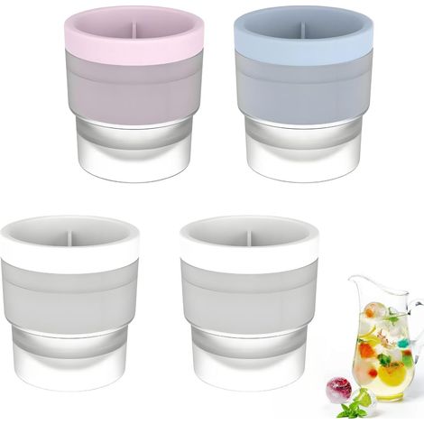 4 Moules a Boules de Glace en Silicone 6cm avec Couvercle - pour Whisky Cocktails et Boissons - Glaçons Sphériques Réutilisables Faciles a Démouler (1/5)