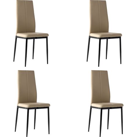 Pack 4 sillas Polipiel Brea Color Capuchino Comedor salón cómodas y Estilo Moderno 98x42x47 (1/5)