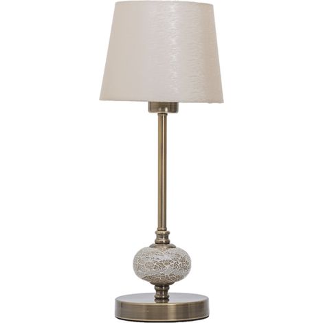 Sobremesa cuero una bola mosaico ámbar pantalla beige jaspeada 1xE27