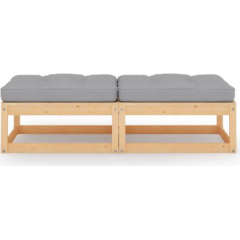 Maison Exclusive - Poggiapiedi da Giardino con Cuscini 2pz Legno Massello di Pino (1/5)