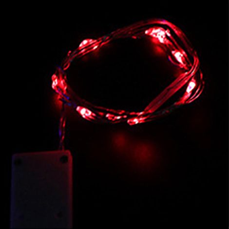Guirnalda de luces LED de alambre de cobre con caja de pilas tipo botón, caja de regalo, guirnalda de luces decorativas navideñas, guirnalda de luces coloridas con forma de estrella, 1 metro, 10 luces (1/4)