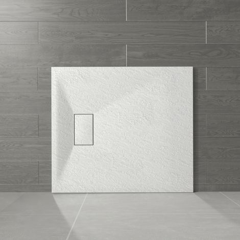 NRG 1000 x 800mm White SMC Rectangle Slate Effect Bathroom Shower Enclosure Tray (1/5)